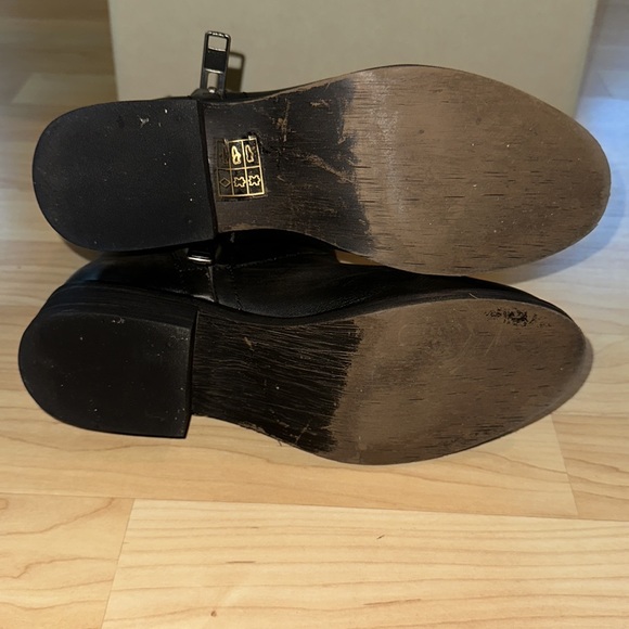 Hinge Sheldon Double Zip Leather Boot Washed Black Size 6.5 EUC - Picture 9 of 12